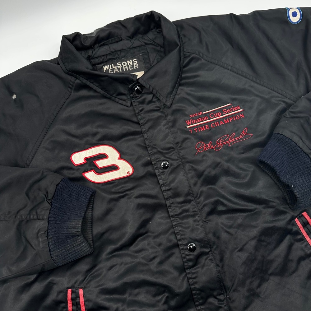 Wilsons Leather Dale Earnhardt NASCAR Zip Jacket The Intimidator Mens Large READ